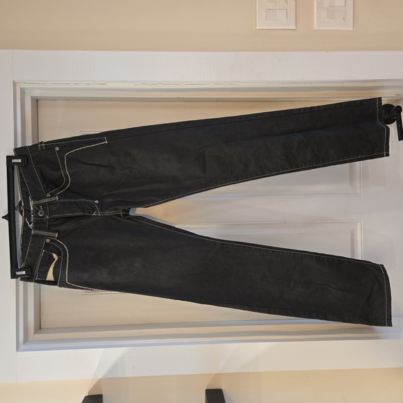 Gillys Extra Slim Straight Leg Button Fly Embroidered Western Jeans Black Sz 32 - Picture 2 of 13